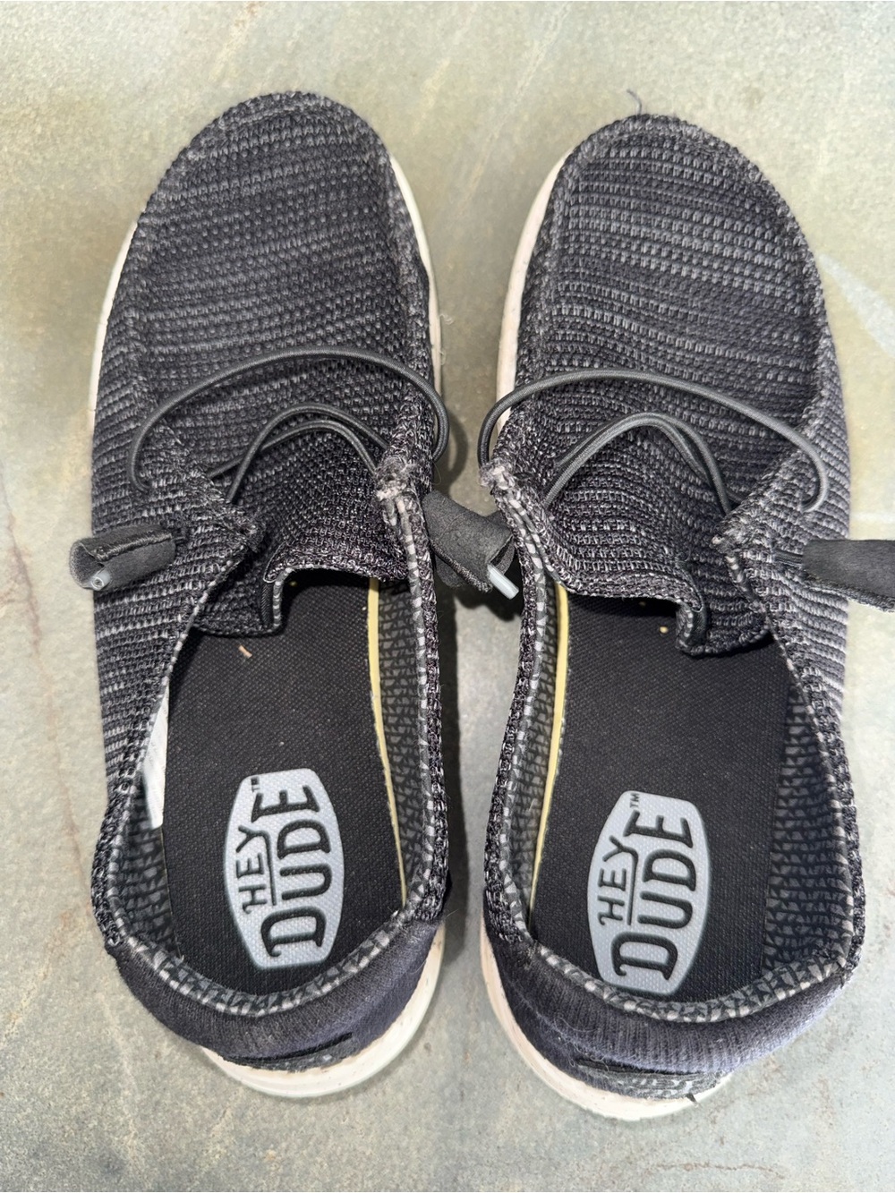 Hey Dude Black Slip-On Knit Casual Shoes Womens 9 men’s 7.5